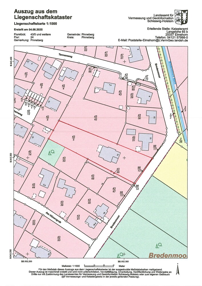 Flurkarte Bereich Haus rot Villa Pinneberg