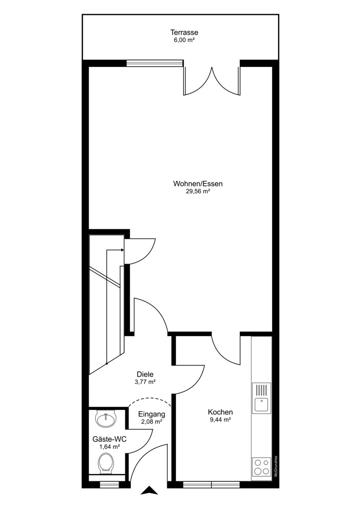 Grundriss_EG Reihenmittelhaus Halstenbek
