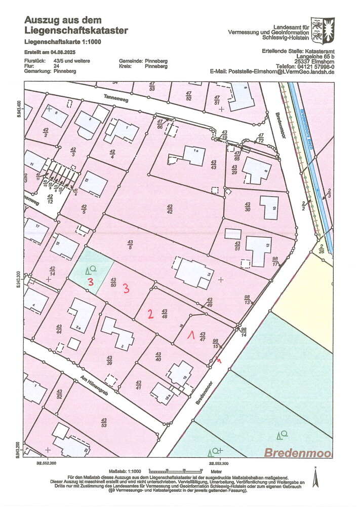 Flurkarte Wohngrundst�ck Pinneberg