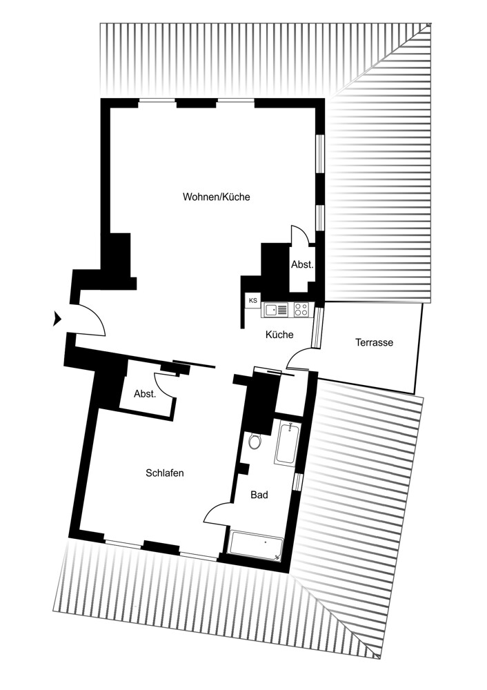 Grundriss Staffelgeschoss Penthousewohnung Hamburg / Harvestehude