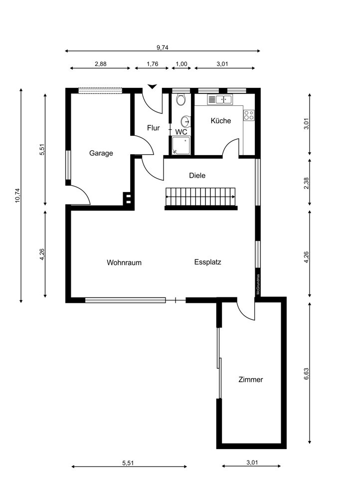 Grundriss Erdgeschoss Einfamilienhaus Prisdorf / Peiner Hof
