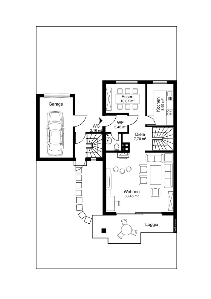 Grundriss EG Einfamilienhaus Halstenbek