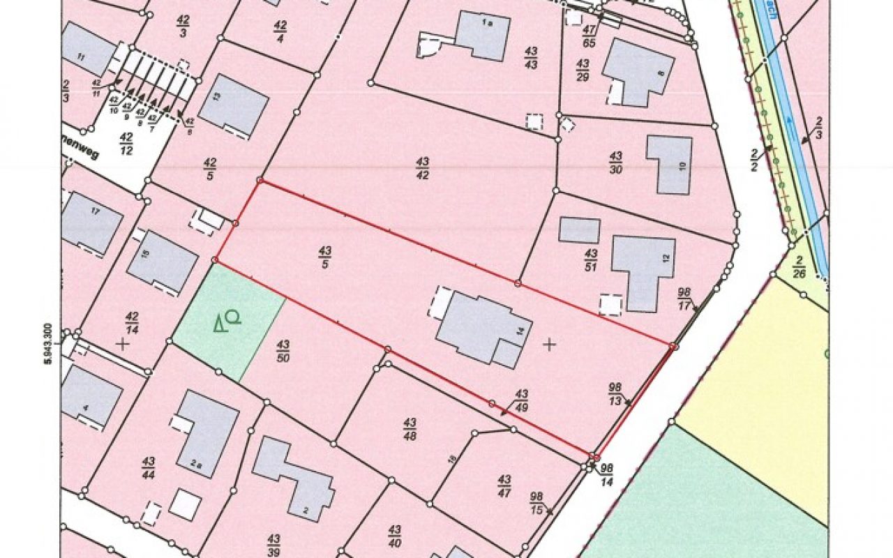 Flurkarte Bereich Haus rot